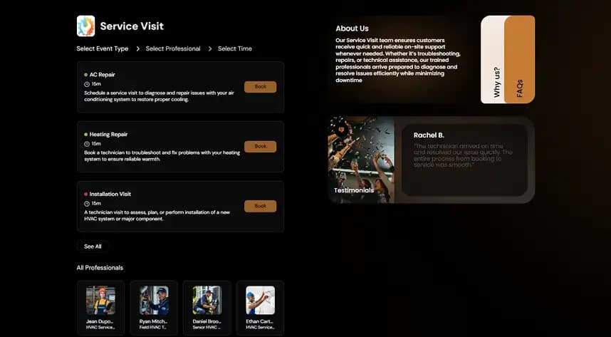 Company Booking Page