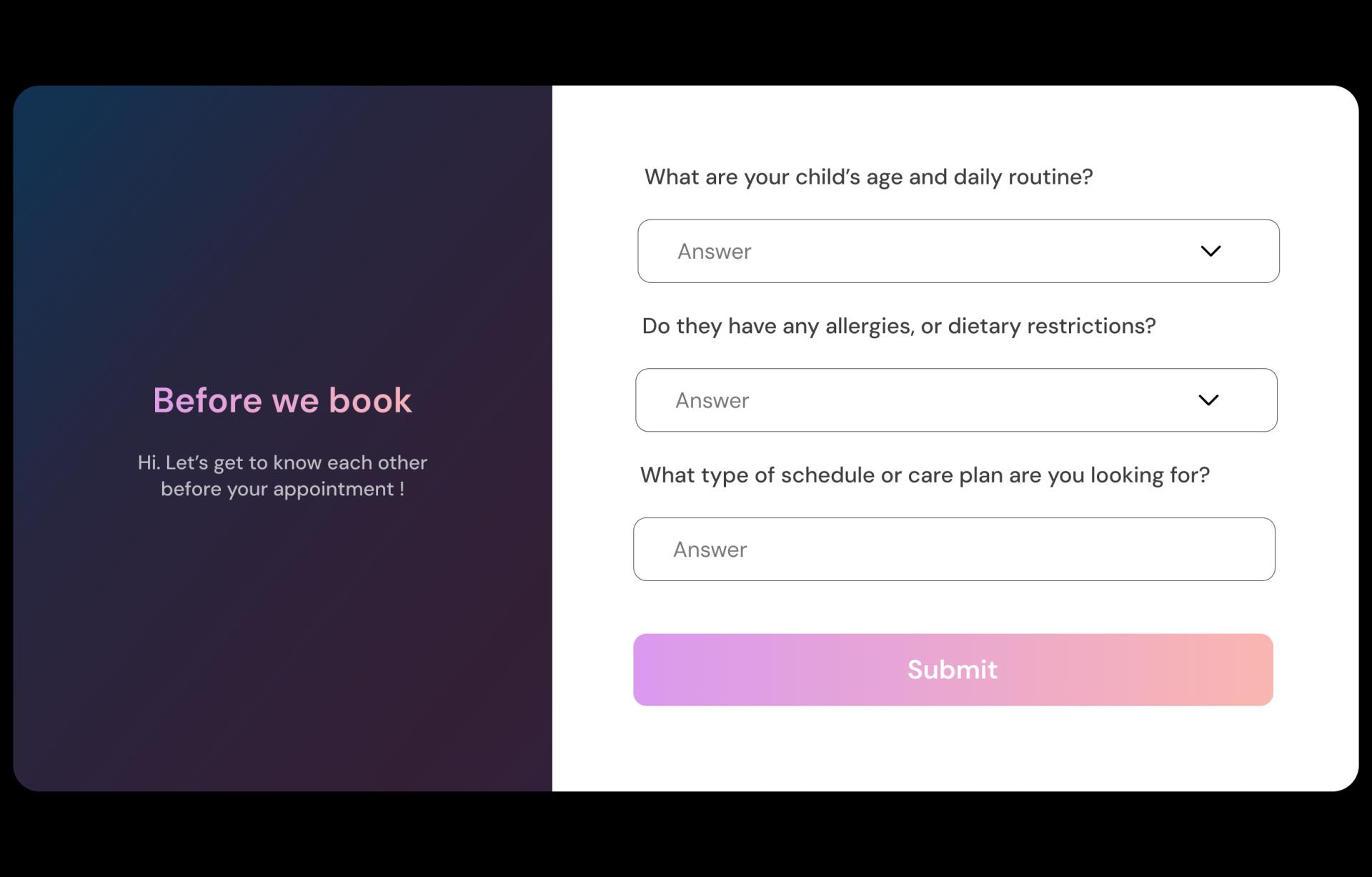 Daycare Booking Questions