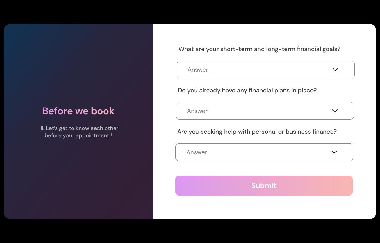 Financial Service Booking Questions