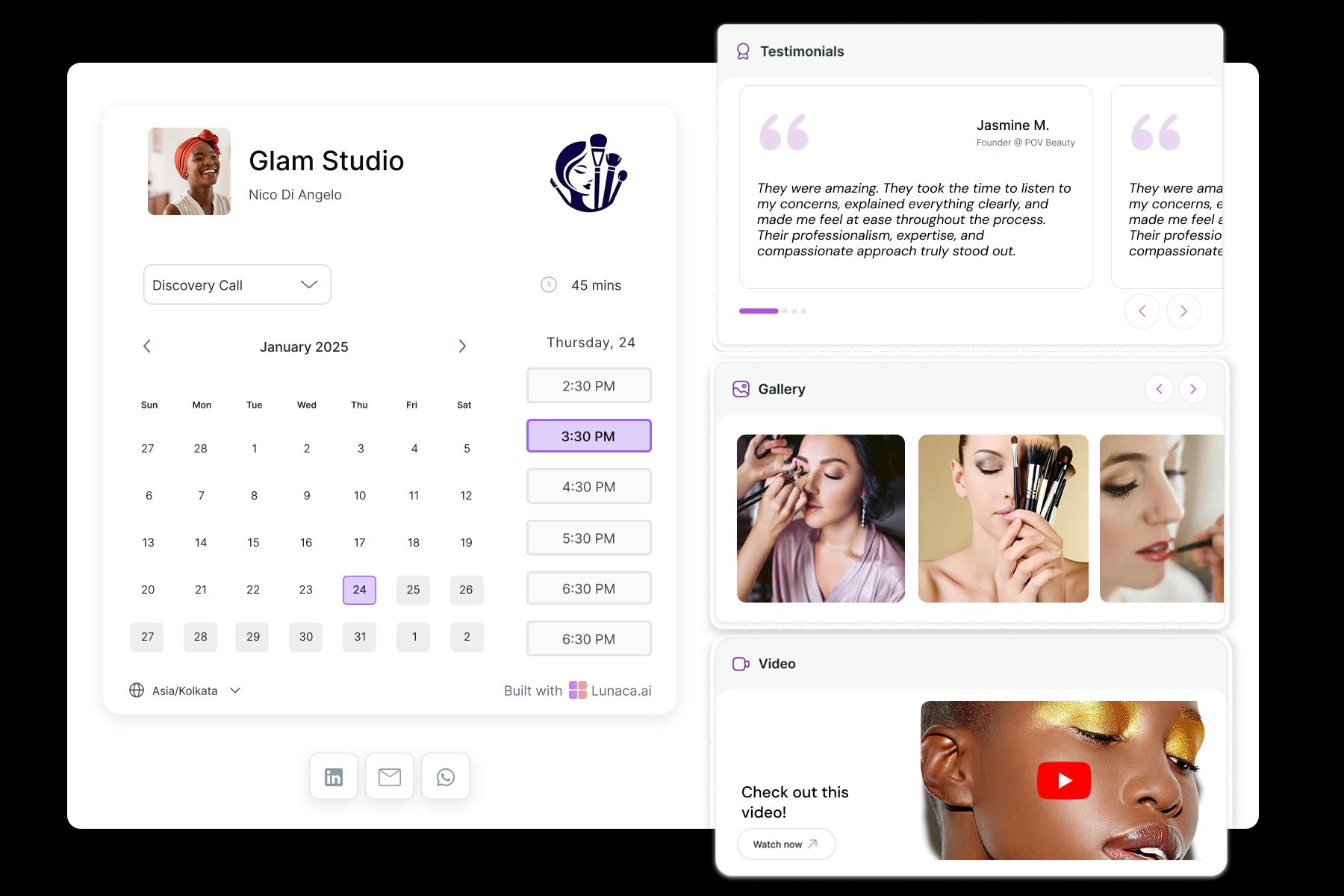Makeup artist Scheduling Page