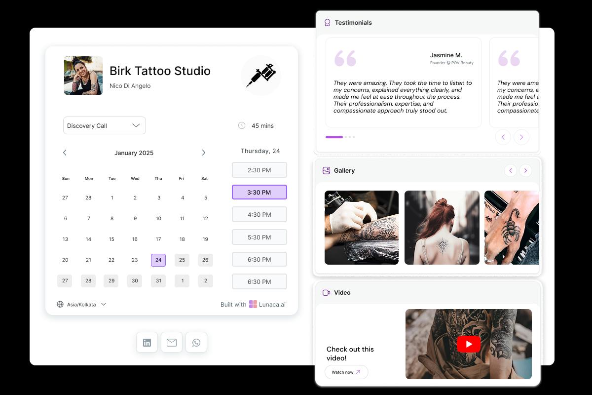 Tattoo Studio Scheduling Page