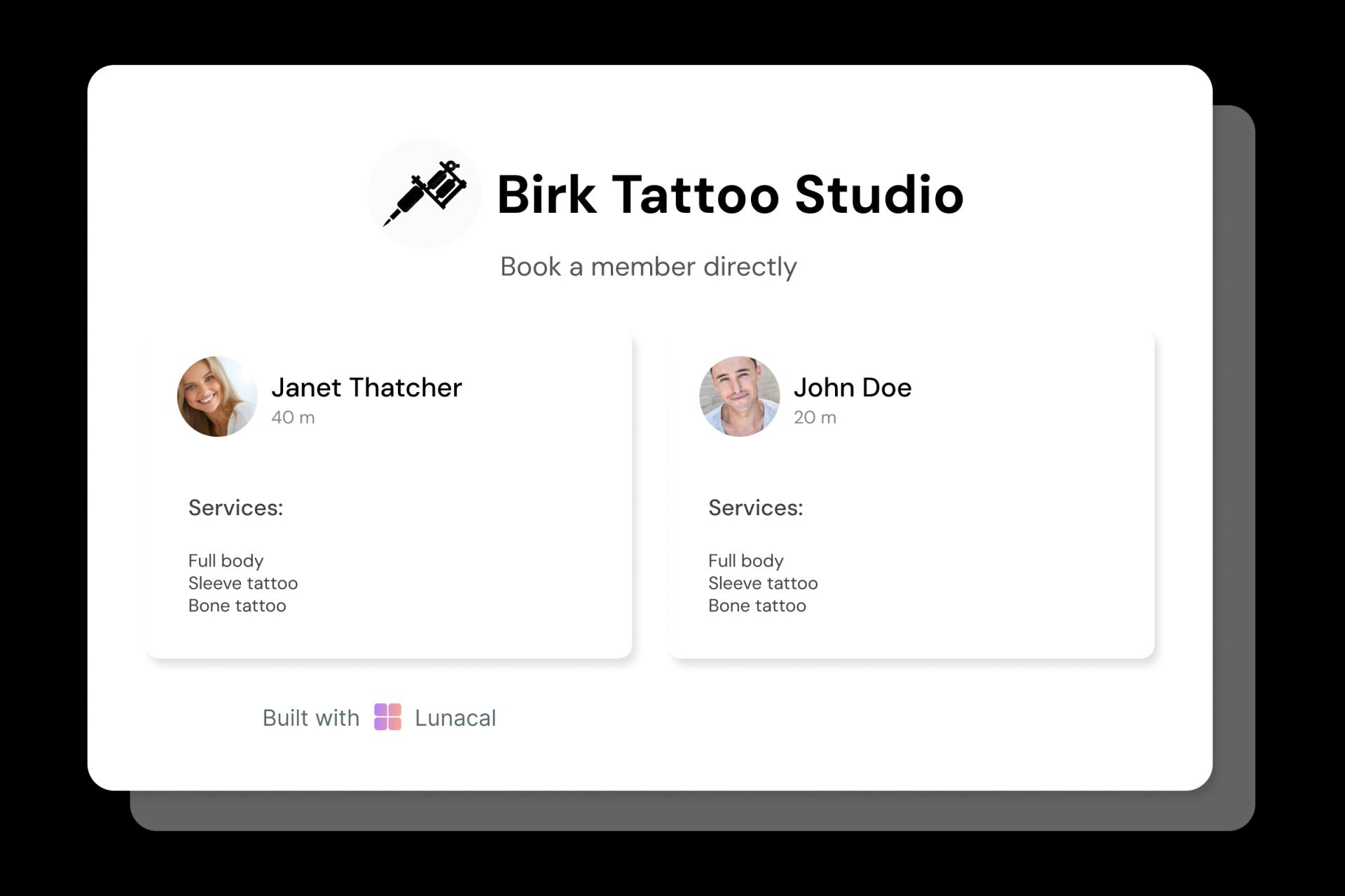 Tattoo Studio Team Profiles
