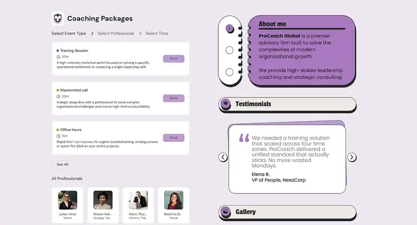 Company Booking Page
