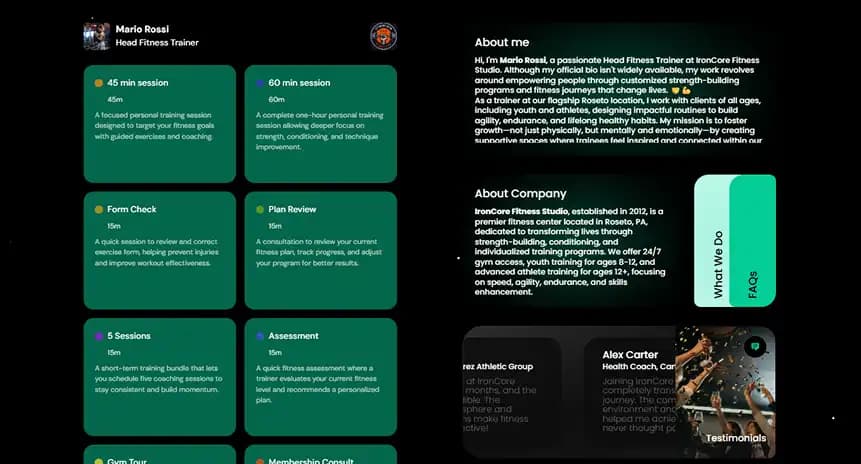 Individual Trainer Booking Page