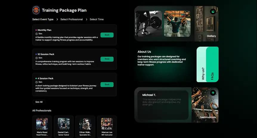 Gym Booking Page
