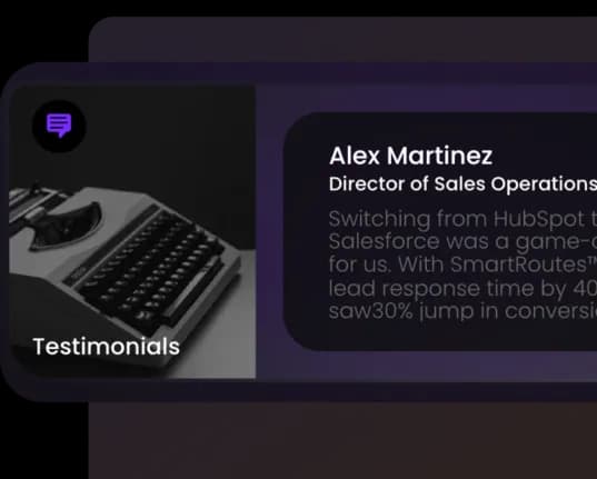 Testimonial widget with client quote and customer proof