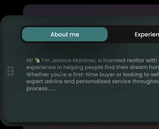 About us widget for sharing service background before clients book