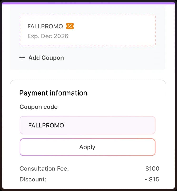 Add coupons