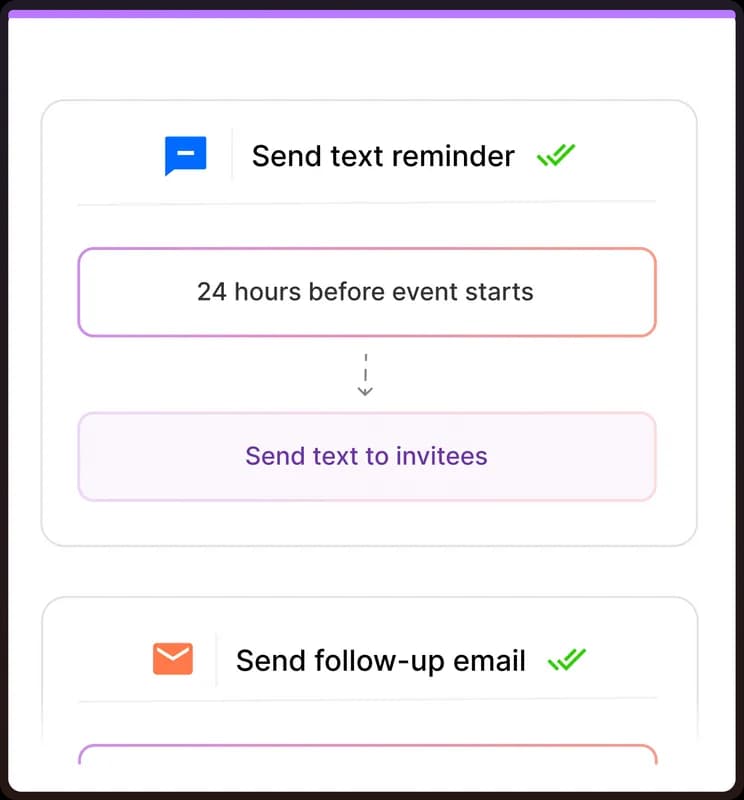 Automated SMS reminder and follow-up email workflow for scheduled appointments