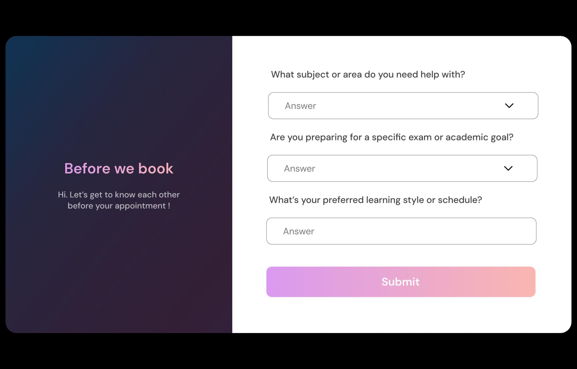 Class Booking Questions