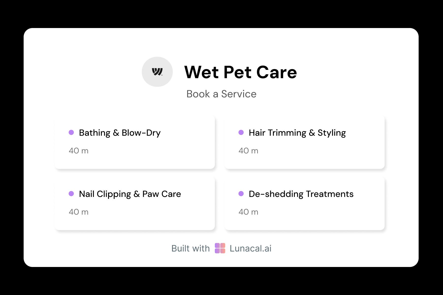 Pet grooming Multiples Services Booking