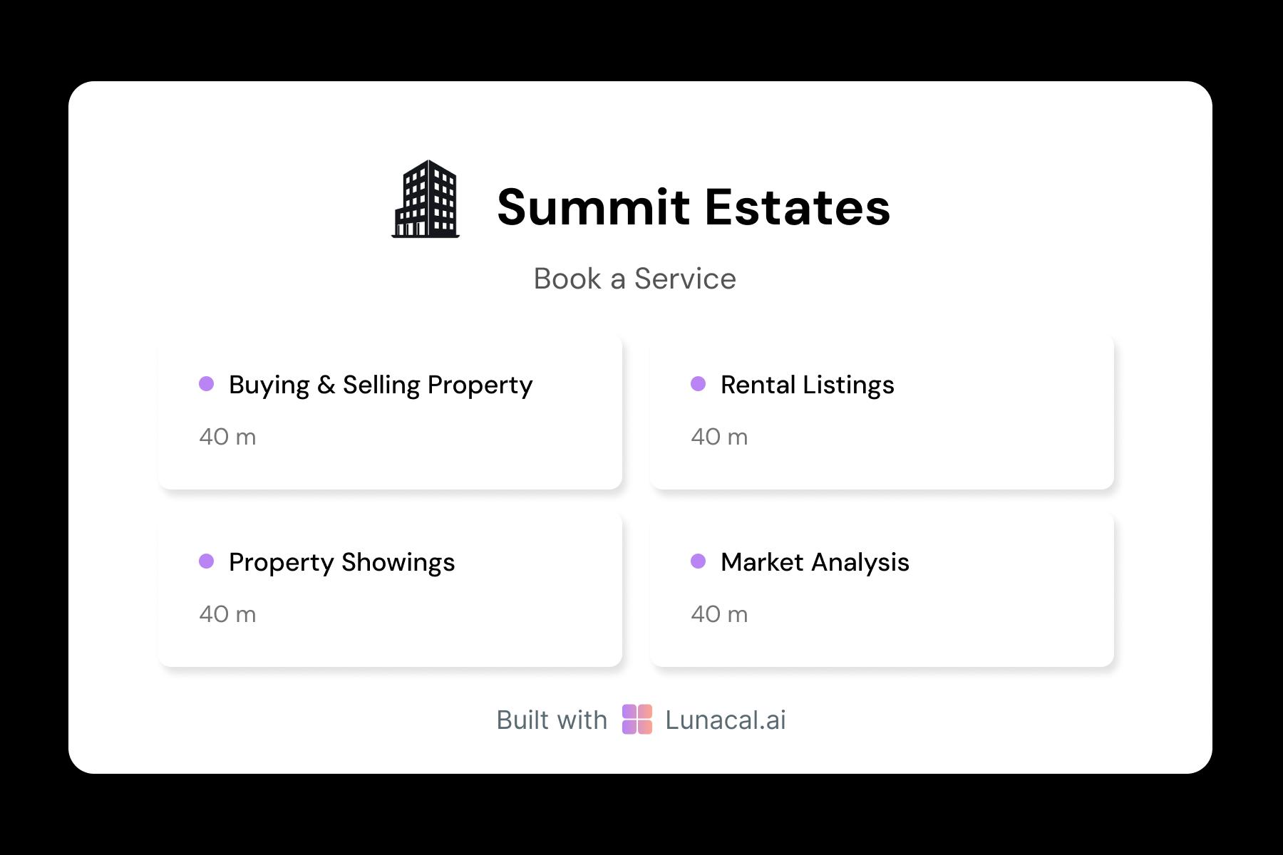 Real Estate Agent Multiples Services Booking