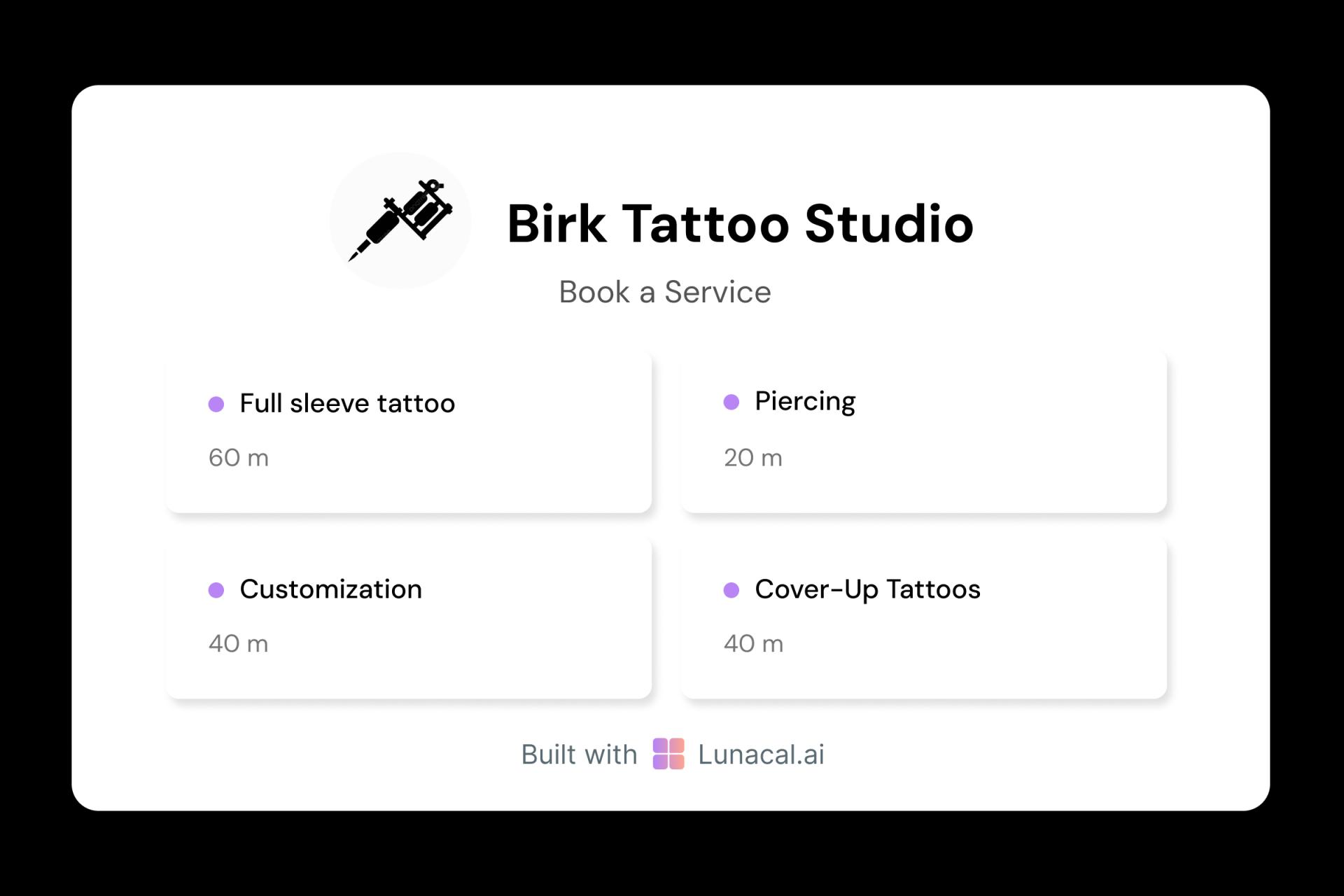 Tattoo Studio Multiples Services Booking