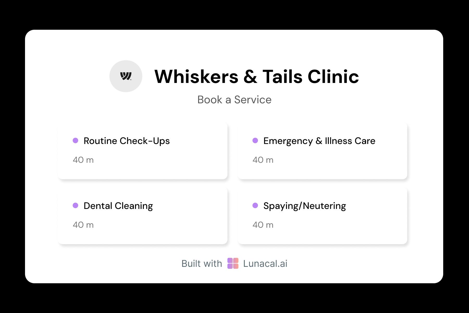 Veterinary Multiples Services Booking